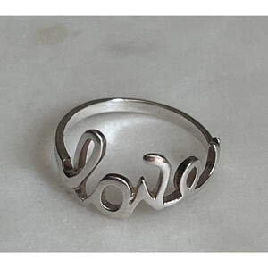 Sterling Silver LOVE Cursive Spell Out Ring Size 7.75 925 Dainty
